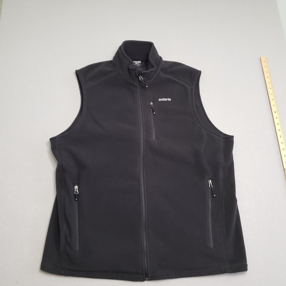 Solaris Mens 2XT Fleece Vest Black Full Zip Mock Neck Tall Big and Tall Pocket